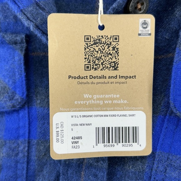Patagonia Fjord Flannel Shirt Women Size Small Blue Plaid Long Sleeve NEW - Picture 5 of 10